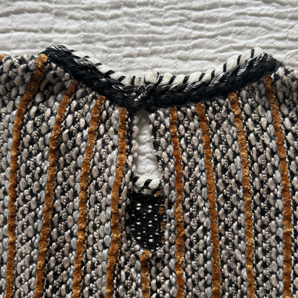 Zara Black, White & Burnt Orange Striped Midi Dress - Picture 8 of 12